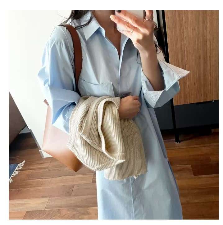 ゆったり体型カバーチュニック風シャツワンピース