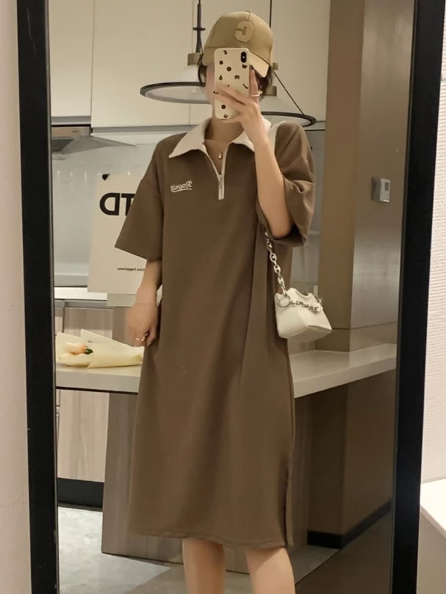 クラシカル襟付きポロシャツワンピース