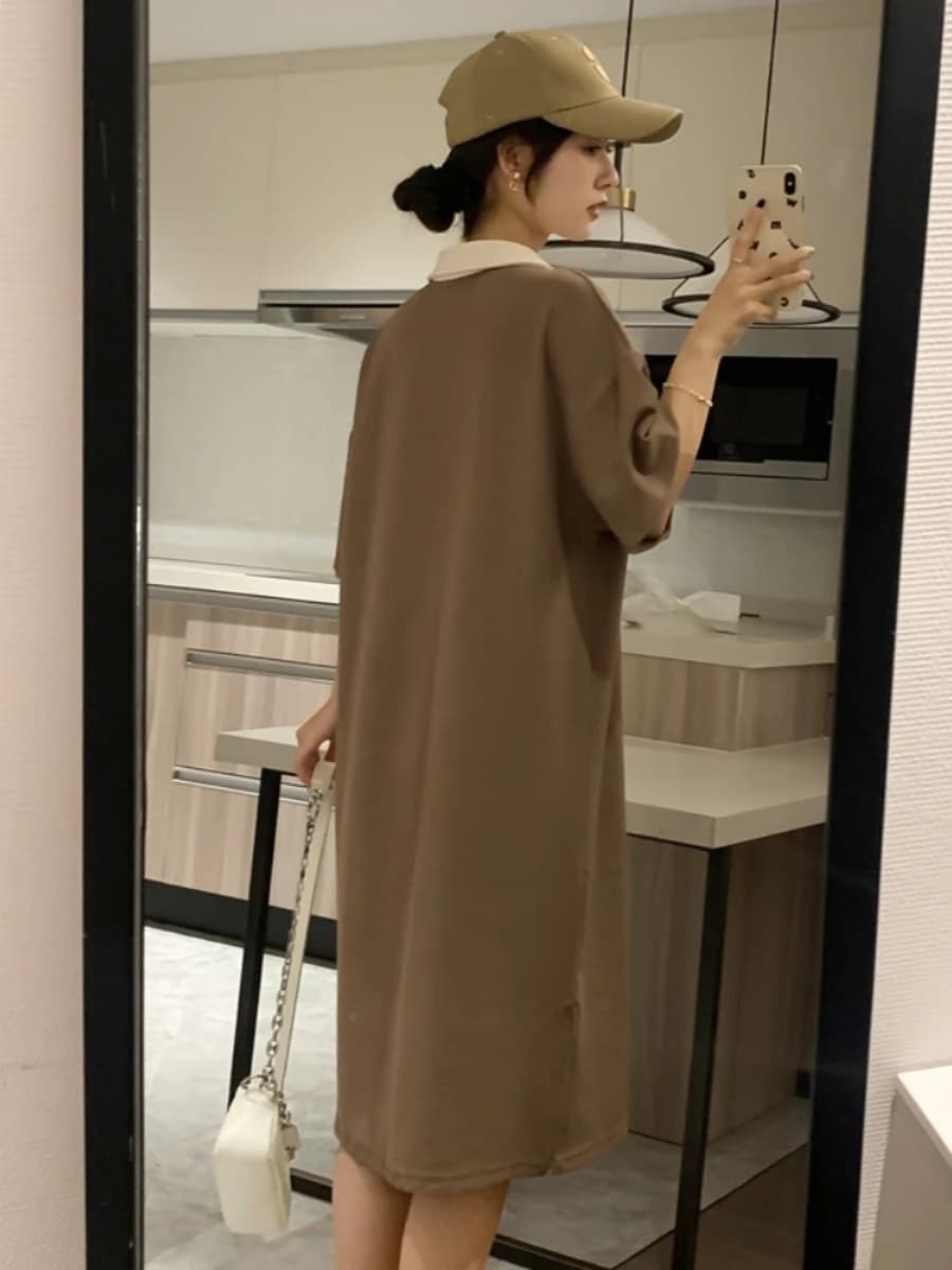 クラシカル襟付きポロシャツワンピース