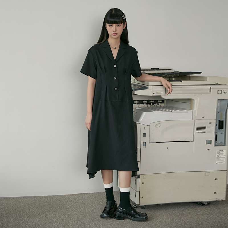 ゆったり半袖シャツワンピース