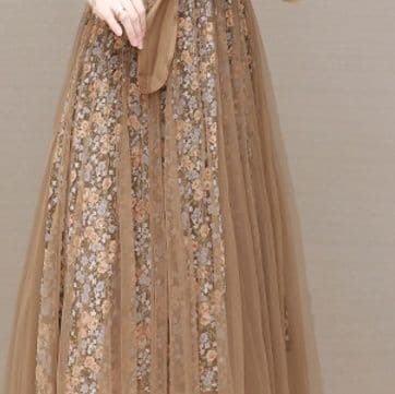 花柄刺繍チュールレイヤード半袖シャツワンピース