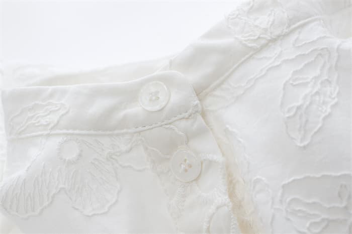 透かし刺繍ロングシャツワンピース長袖