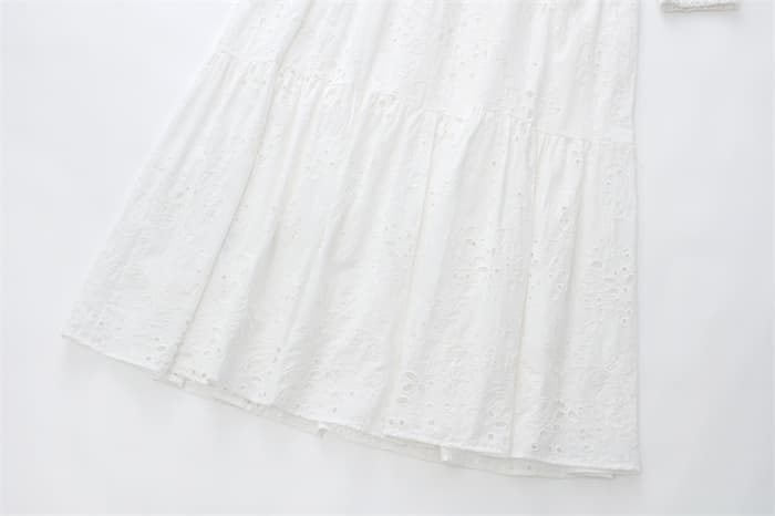 透かし刺繍ロングシャツワンピース長袖