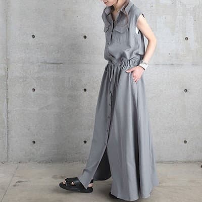 シャツワンピース レディース ノースリーブ
