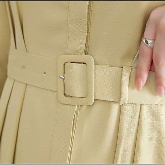 女性用上品な襟付きベルト付きシャツワンピース