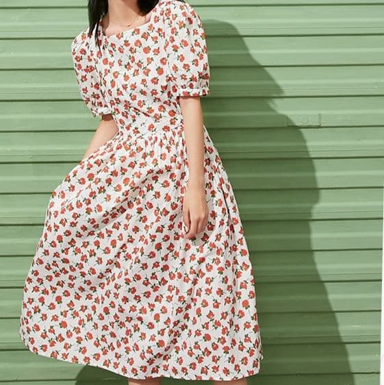 シャツワンピース その他 花柄パフスリーブシャツワンピース