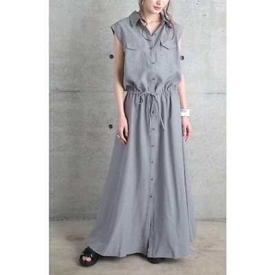 シャツワンピース レディース ノースリーブ